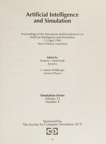 Cover for Artificial intelligence and simulation