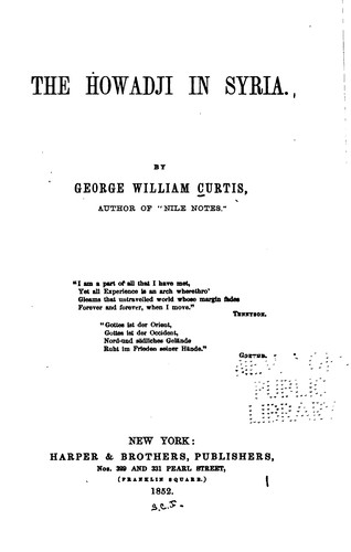 Cover for The Howadji in Syria