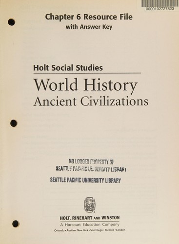 Cover for Chapter 6 Resource File with Answer Key - Ancient India (World History Ancient Civilizations, Holt Social Studies)