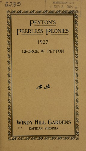 Cover for Peyton's peerless peonies