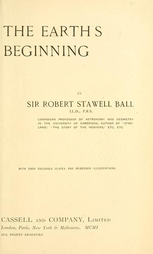 Cover for The earth's beginning