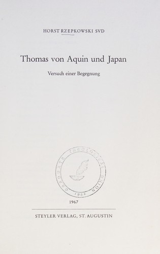 Cover for Thomas von Aquin und Japan.