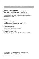 Cover for Materials Issues in Microcrystalline Semiconductors