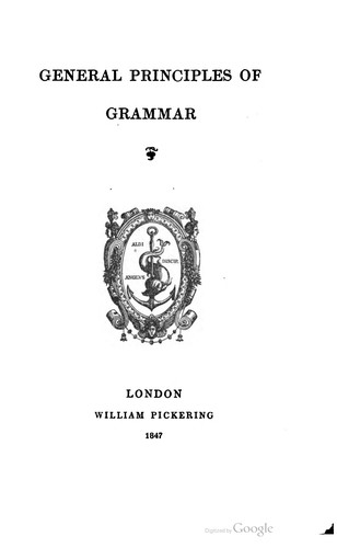Cover for General principles of grammar
