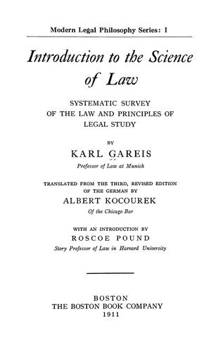 Cover for Introduction to the science of law