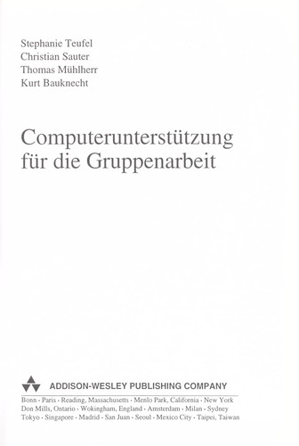 Cover for Computerunterstu tzung fu r die Gruppenarbeit