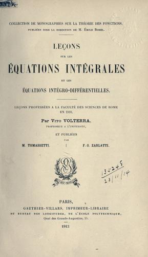 Cover for Leçons sur les équations intégrales et les équations intégro-différentielles.