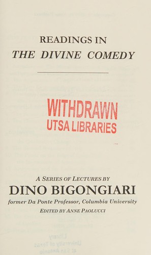 Cover for Readings in the Divine Comedy