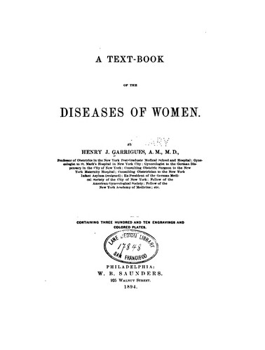 Cover for A Textbook of the diseases of women
