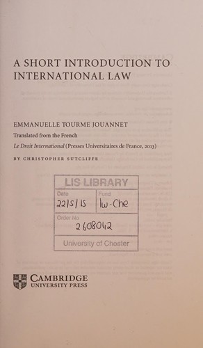 Cover for Short Introduction to International Law