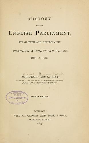 Cover for History of the English Parliament