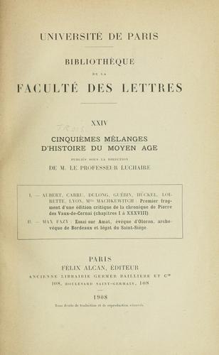 Cover for Mélanges d'histoire du moyen âge