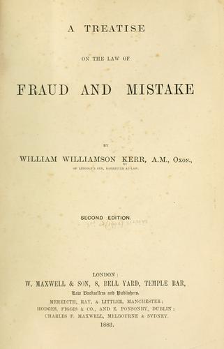 Cover for A treatise on the law of fraud and mistake