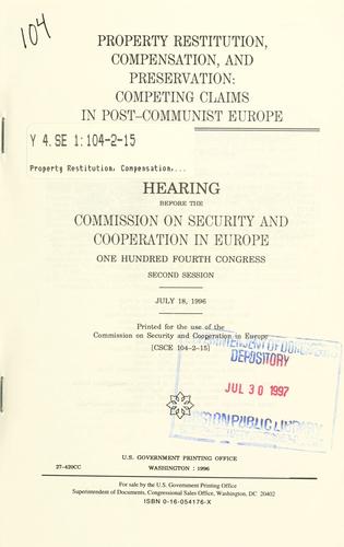 Cover for Property restitution, compensation, and preservation