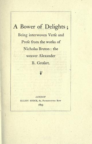 Cover for A bower of delights