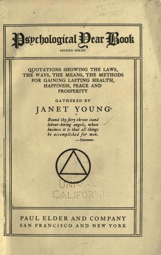 Cover for Psychological year book, second series