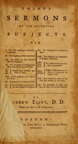 Cover for Twenty sermons on the following subjects ...