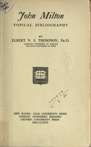 Cover for John Milton, topical bibliography.