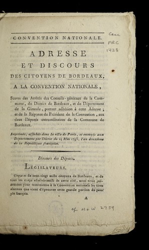 Cover for Adresse et discours