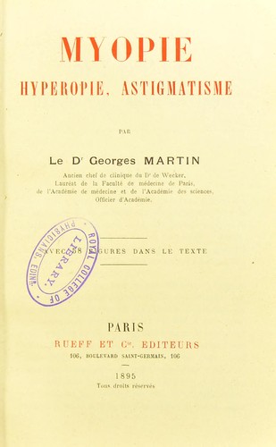 Cover for Myopie, hyperopie, astigmatisme