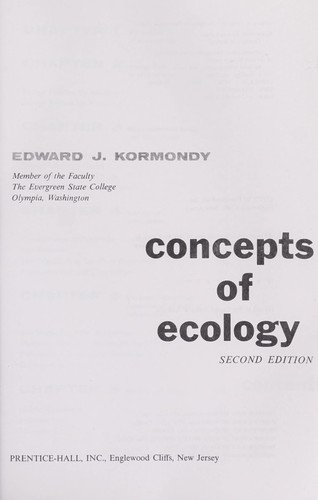 Cover for Concepts of ecology