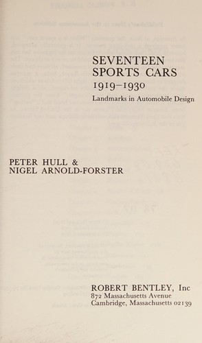 Cover for Seventeen sports cars, 1919-1930