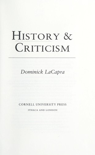 Cover for History & criticism