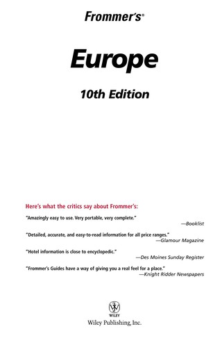 Cover for Frommer's Europe