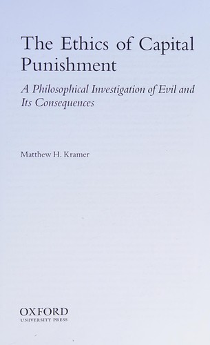 Cover for The ethics of capital punishment