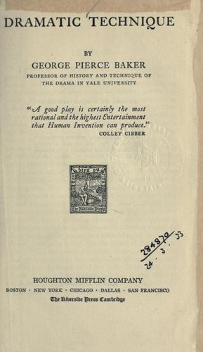 Cover for Dramatic technique.