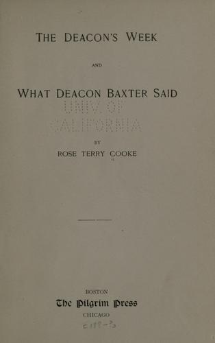 Cover for The Deacon's week and What Deacon Baxter said.