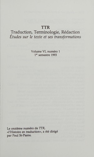 Cover for L'histoire en traduction