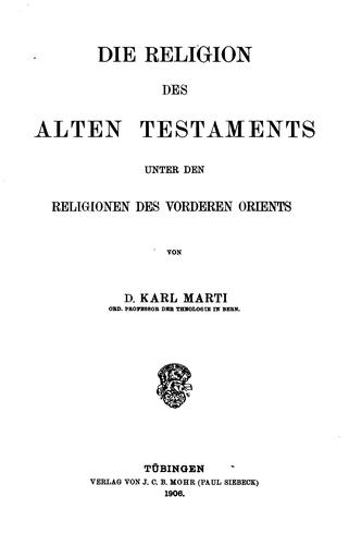 Cover for Die Religion des alten Testaments unter den Religionen des vorderen Orients