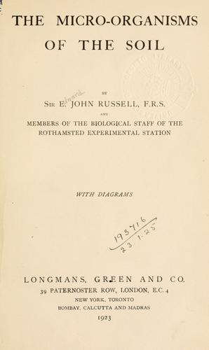 Cover for The micro-organisms of the soil.