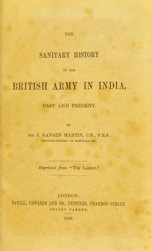 Cover for The sanitary history of the British army in India, past and present