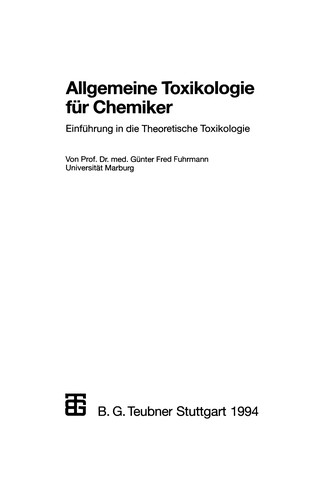 Cover for Allgemeine Toxikologie für Chemiker