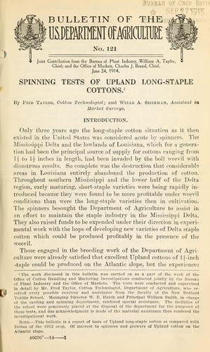 Cover for Spinning tests of upland long-staple cottons