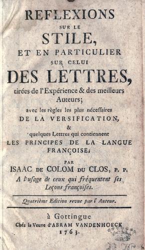 Cover for Réflexions sur le stile, et en particulier sur celui des lettres