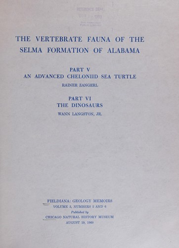 Cover for The vertebrate fauna of the Selma Formation of Alabama.