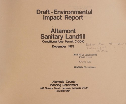 Cover for Environmental impact report