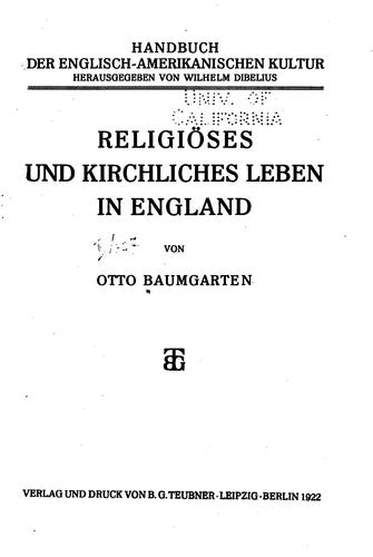 Cover for Religiöses und kirchliches Leben in England