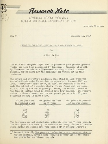 Cover for What is the right cutting cycle for ponderosa pine?