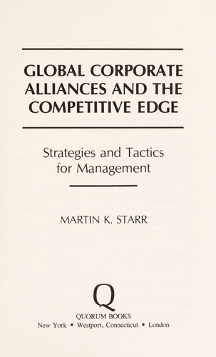 Cover for Global corporate alliances and the competitive edge