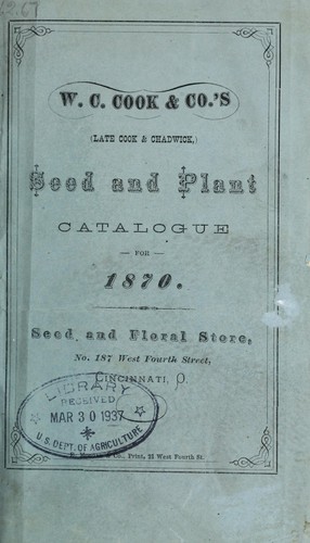 Cover for W. C. Cook & Co.'s (late Cook & Chadwick,) seed and plant catalogue for 1870