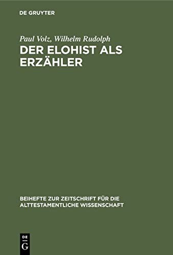 Cover for Elohist Als Erzähler