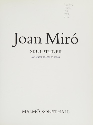Cover for Joan Miro Skulpturer