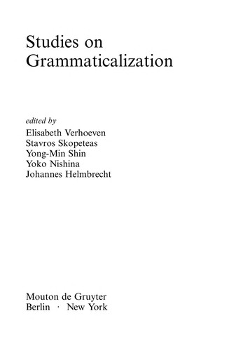 Cover for Studies on grammaticalization