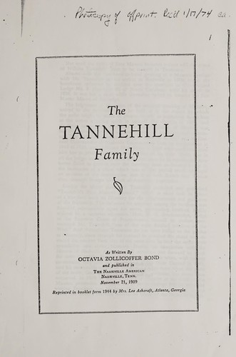Cover for The Tannehill family