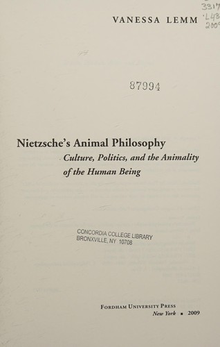Cover for Nietzsche's animal philosophy