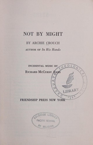 Cover for Not by might